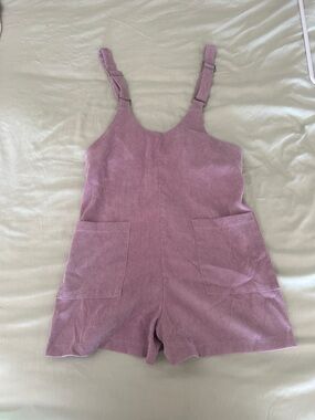 Lilac Corduroy Romper Jumpsuit with Pockets